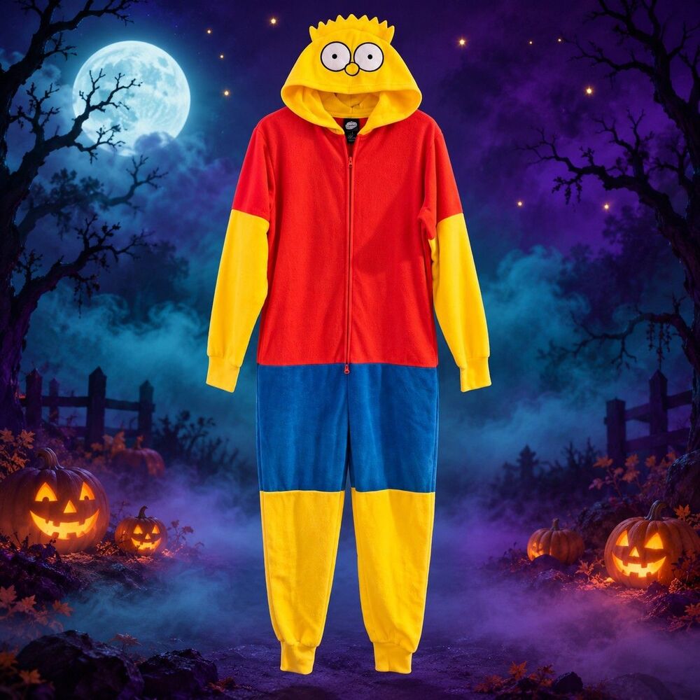 The Simpsons Bart Simpson Union Suit Costume Hood Adult XXS XS Halloween C236